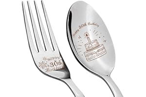 TARKLANDA Joyeux 30ème Anniversaire Fourchette et Cuillère Cadeau d'anniversaire pour 30 Ans Ensemble de Fourchette et Cuillère Cadeau d'amitié - Cadeau d'anniversaire pour Dame, Épouse, Amie, Partenaire