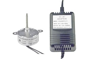 CHANCS TYC40 12V AC 5RPM Shaft 35mm Synchronous Motor With AC Wall Power Adapter - Input 110V Output AC 12V For Christmas Decoration
