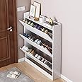 LEDIN Shoe Cabinet with 3 Flip Drawers, Hidden Wood Shoe Cabinet,Freestanding Shoe Storage Cabinet for Entryway Hallway.White (white 100 * 17 * 115CM)