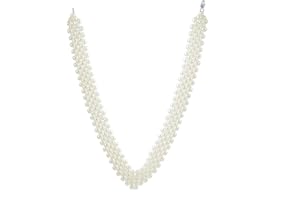 Bling Jewelry Bridal Hand Knotted 3 Row Wide Grey Pink White Simulated Pearl Strand Choker Collar Necklace For Women Teen Prom Wedding