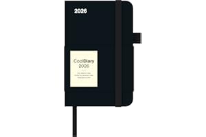 ‎N NEUMANNVERLAGE N Neumann - Black 2026 – Buchkalender 9x14 cm, kompakter Wochenplaner mit 4-sprachigem Kalendarium, internationalem Feiertags- & Mondphasen-Überblick, ... mit Stifthalter & Elastikband: Cool Diary