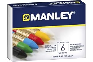 Manley Ceras 6 Unidades | Ceras de Colores Profesionales | Estuche de Ceras Blandas de Trazo Suave | Pueden Mezclarse los Colores | Colores Surtidos