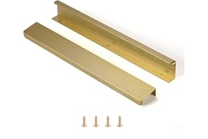 Ndjiloik 10 Stück Versteckter Türgriff Schrankgriffe Möbelgriffe Moderne Küchengriffe Aluminium für Kleiderschrank Tür Schubladen,Golden,Gesamtlänge 300MM