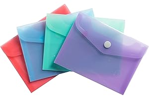 Exacompta - Ref. 35410E - Paquete de 4 fundas con cierre de botón a presión con solapa - Cromalina Pastel - Dimensiones: 19 x 14 cm - FT para clasificar B6 - Azul pastel, coral, malva, verde pastel