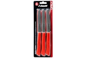 Zanetti, Set 6 Coltelli Tavola Daily Colore Rosso, Coltelli con Lama 11 cm, Spessore 1.2 mm, Coltello Cucina Manico Ergonomico