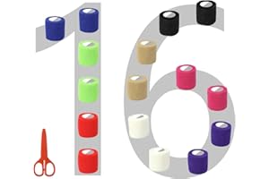 ZAKAZAKA Selbstklebender Verband,16 Rollen 5 cm x 4.5 m, Elastische Binde Selbsthaftende Bandage, Erste Hilfe Sport Wrap Haftbandage für Finger und Handgelenkpolster Knie und Knöchelpolster -Haustiere Verband