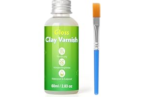 CIBERATE 60ml Air Dry Clay Glaze, Glanzlack für Lufttrocknenden Ton, Hochglanz & Kratzfest & Wasserfest, Glasur Gloss Varnish, Klarlack für Keramik und Acrylfarbe, Ideal für Modelliermasse und Keramikarbeit