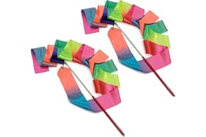 CRLLDPM 2 Stück rhythmische Tanzbänder Gymnastikband Tanzband Luftschlangen für Kinder passend für künstlerisches Tanzen, Gymnastik, Zirkus, Karnevalsshows, Taktstock-Drehen
