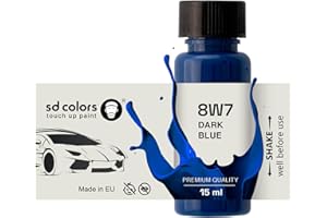 SD COLORS Pintura para retocar azul oscuro 8W7 de 15 ML, para reparación de arañazos, código de color 8W7, azul oscuro (solo pintura)