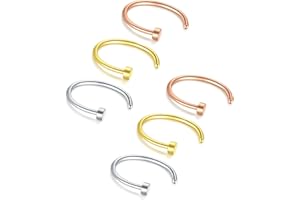 Briana Williams Sztuczne pierścienie do nosa obręcz - 20G 18G 16G kolczyk do nosa 6 mm/8 mm/10 mm/12 mm kolczyk do nosa kolczyk do wargi przegrody nosowej kolczyk sztuczny piercing do ciała biżuteria 6 szt, Stal nierdzewna Stal stopowa