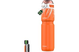MYFOREST 0,7 Litre Bouteille d'eau de Cyclisme Isotherme, 700 ml Vélo Gourde, Acier Inoxydable Chirurgical: Pas de goût de plastique, Adhérence renforcée sur gravier (Orange énergétique)