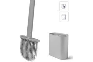 LOVE BEGANS Scopino Bagno per WC con Supporto, Scopino in Silicone ad Asciugatura Rapida con Base Rimovibile, Adatto per Gli Angoli e i Piccoli Spazi tra Le Toilette e Le Pareti