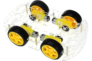 MXZZAND Robot de Voiture Intelligent , Kit de Châssis de Voiture Robot Intelligent 4 Roues Motrices , Structure Mécanique Simple , 4 Moteurs à Courant Continu de Décélération pour Les Cours