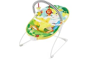 LADIDA Baby Bouncer, Bright and Colourful Safari Theme, Soothing Music and Vibration to Relax and Entertain Baby