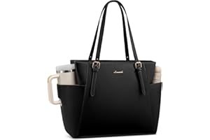 LOVEVOOK Handtasche Damen Groß, PU Leder Arbeitstasche, Laptoptasche, Große Wasserflaschen-Tasche Außen, Lehrertasche, Aktentasche, Stylische Shopper Tasche für Uni, Business, Büro und Reise