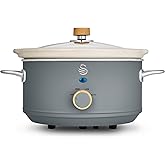 Swan Nordic Manual Slow Cooker, 3 Settings, Removable Dishwasher Safe Ceramic Pot and Glass Lid, Recipe Book Included, 3.5L (