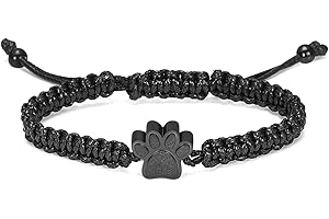 QGJNSGC Cremation Urn Bracelet for Ashes Heart Paw Print Bracelet Memorial Keepsake Jewelry Braided Wristband Bangle Pet Dog Cat Adjustable Bracelet for Women Gift for Pet Ashes