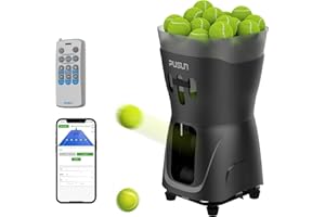PUSUN Tennisballmaschine, PT-Mini Pro Tennis Launcher f¨¹r Anf?nger mit Smart App Control Fernbedienung, 65+Ball Kapazit?t, 3-5hs Batterielebensdauer, einstellbare Geschwindigkeit/Frequenz, Portabel