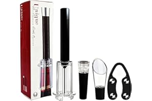 TOOTHBACE Tire Bouchon,Tire-Bouchon à Pression d'air, avec Verseur pour Le Vin,Bouchon de Vin Décapsuleur à Vin Rouge Outils Ouverture de Bouteille, Portable Vin Accessoire
