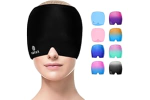 ABYON Migraine Relief Cap Multicolors, Reusable and Flexible Gel Cold Therapy for Tension Headache, Sinus Pressure, Puffy Eyes, Stress Relief (Black)