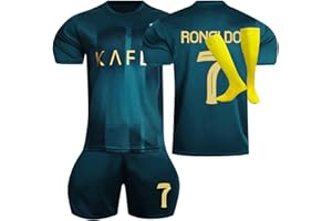 AZISEN Al NASSR FC Jersey Kit for Adult/Children, 2022/23 Home Away Soccer Jerseys New Sesson Unisex Activewear Football Kits Boys' Football Training Shirts Shorts and Socks Sportswear Tracksuit