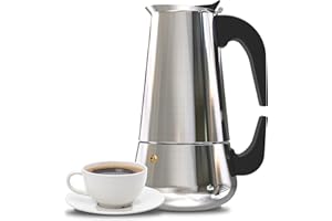 LA FÁBRICA DE INVENTOS Cafetera Italiana Acero Inoxidable - Cafetera 6 Tazas con Doble Asa para Fácil Apertura, Uso Seguro - Cafetera Italiana Induccion - Cafeteras Espresso Clásica Compatible con Gas, Vitro e Inducción