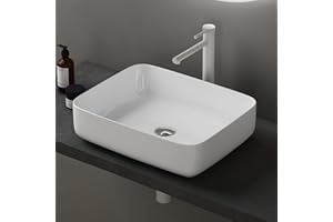 DOPORRO Sogood Lavabo - Lavabo de mesa (50 x 40 x 13,5 cm, rectangular, de cerámica, revestimiento NANO Easy Clean Brüssel106)