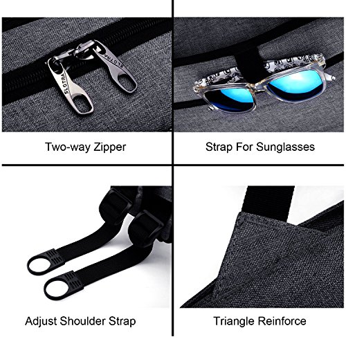 Slotra Laptoprucksack USB-Ladeanschluss Business 15.6 Zoll Slim Backpack Schule Outdoor Resien(dunkelgrau) - 8