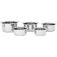 Amazon Brand - Solimo Stainless Steel Tope Set size 10cm, 11cm,12 cm,14cm,15cm (5 pieces, 420 ml , 550 ml, 840 ml, 1150…