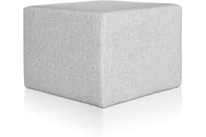 ‎DESHOME Deshome Pouf hocker Fußstütze 63x63x44 cm Wasserabweisender Stoff: Modernes Design Pouf für Sofa Wohnzimmer Schlafzimmer, Puff hocker, Pouffe Minerva Grau