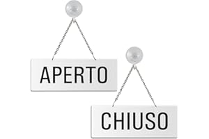 OFFORM DESIGN Cartello Aperto - Chiuso in melamina bianco | con catenella e ventosa | 175x65 mm | 31212-WS