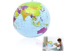 LAKJUOZ 1 Pièce Globe Terrestre Gonflables En Pvc Globe Du Monde Balss De Plage Pour La Plage L'École Le Bureau L'Éducation Pour Les Enfants Et Les Adolescents (30,5 Cm Après Gonflé)