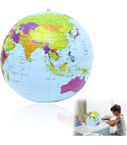 Globe Terrestre Gonflable - 2 Ballons De 16 Pouces (40 Cm) En PVC - Pour Plage, Piscine, Décoration Et éducation