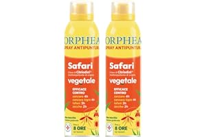 Orphea, Spray Antipuntura, Safari Formula, Protegge dalle Punture di Zanzare, Tafani ed Altri Insetti, Ingredienti di Origine Vegetale, Efficacia Fino a 8 Ore, Confezione da 2x100ml