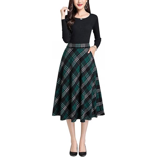 Gonna Scozzese Donna Invernale Rossa Elasticizzata Vita Alta Gonna Plissettata Corta Elegante Gonna Pantalone Gonna a Pieghe Curvy Gonna Tartan Minigonna