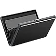 sinzau Credit Card Holders, RFID Blocking Wallet Stainless Steel Slim Security Card Protector with 6 PVC Slots for Women or Men (Black)