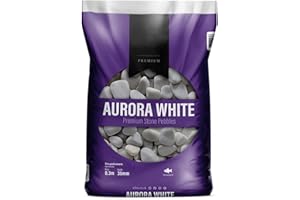 UNIQUE HOME LIVING Decorative Stone Chippings Rock Slate Garden Patio Gravel Aggregates Pathway Driveway Natural Stones Pebbles - AURORA WHITE 20-30mm