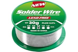 EXBURANTY Étain de soudure 0,8 mm 30g, Étain à Souder Avec Flux, fil a souder sans plomb, Soudure Étain Avec Noyau de Colophane, Sn99.3% Cu0.7% pour Petite Soudure Fine Composant Electronique