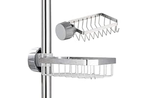 Bnimtm Porte Savon Douche pour Etagere Douche - INOX Support Etagere Douche sans Percage - Porte Shampoing Douche -Porte Savon Douche sans Perçage pour Tringle 20-32mm