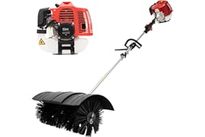 DAOHHFO 52CC Benzin Kehrmaschine, 2.3 PS 2-Takt Benzin Motorbürste Motorbesen,Handkehrmaschine Schneefräse Für Die Reinigung Von Rasen, Laub, Kunstrasen, Gras und Schotter