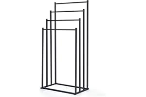 OWLKELA 4 Tier Freestanding Towel Rail, Metal Towel Rack, Towel Holder for Bath & Hand Towels Storage, Towel Drying Stand for Bathroom, Bedroom and Balcony, Black