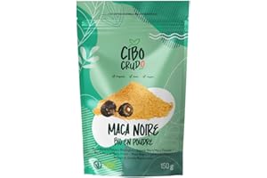 CIBO CRUDO CRUDO BIOLOGICO VEGAN Poudre de Maca Bio - 150g. Maca Noire Bio et Pur du Pérou de Racine de Maca pour Maca Coffee. Source d'Antioxydants Vitamine C Fer Calcium et Potassium. Organic Black Maca Root Powder.