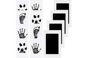 IWHEAT Baby Handabdruck und Fußabdruck Set, 4 pcs Baby Fussabdruck Set, Baby Abdruckset für Neugeborene, Pfotenabdruck Set Hund, Pfotenabdruck Set Katze, Clean Touch Stempelkissen für Baby Shower