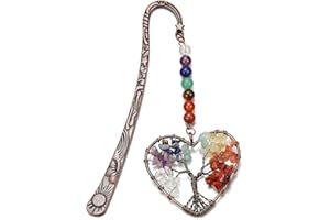 CrystalTears Metal Crystal Bookmark Heart Chakra Healing Crystals Tree of Life Bookmarks for Women Student Teacher Appreciation Gifts Graduation Gift for Women Mom Reader Book Lover Birthday Christmas