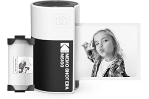 KODAK Memo Shot ERA - Cámara Digital instantánea e Impresora de Etiquetas fotográfica, Color Blanco (cámara con 1 Rollo de Cartucho de Etiquetas One-Touch)