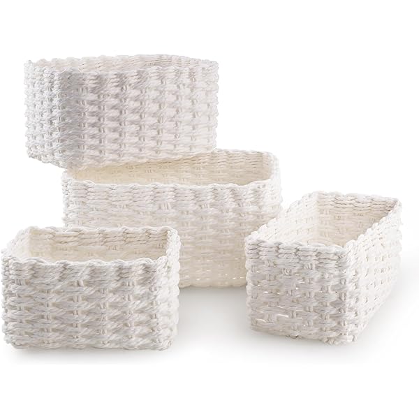 Set 3 Cesti Intrecciati Per Organizzazione - Blu Per Bagno, Trucco O Accessori - Foto 8