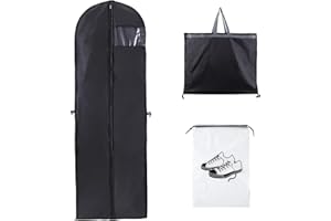 YSBCNK 1 Pcs Long Dress Covers Garment Storage Bags And 1 Pcs Shoe Bag, Dress Bags Covers Long, Long Dress Bags Covers With Handle Length Foldable Washable Clothes Cover, For Storage And Travel