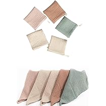 Lot De 5 Langes Bébé, 26x25cm,Réutilisables Coton Biologique