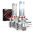 TUINCYN 9005 HB3 LED Headlight Bulbs, 120W 24,000LM 600% Brightness 6000K White Wireless 9005 High Beam Low Beam Conversion Kit, Mini Size Plug and Play Halogen Replacement, IP65 Waterproof, 2pcs