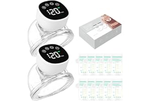 HOUYA-TEC Tiralatte Elettrico Indossabile Portatile ，3 Modalità e 9 Livelli，Tiralatte Neonati Elettrico con Display LCD, Silenzioso Indolore,10 Sacchetti per la Conservazione del Latte Gratuiti (Nero, 2)